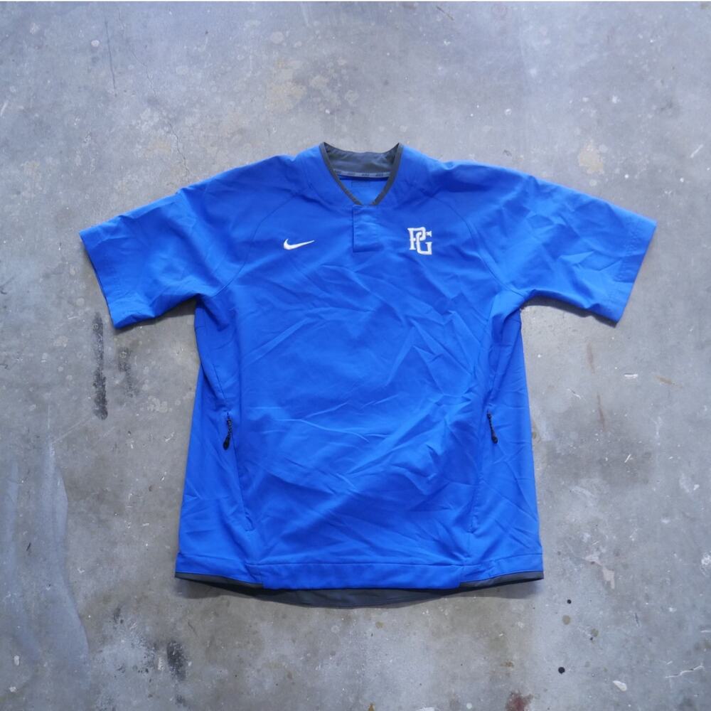 Nike Perfect Game Baseball Cage Jacket Men Medium Blue Snap Button Windbreaker